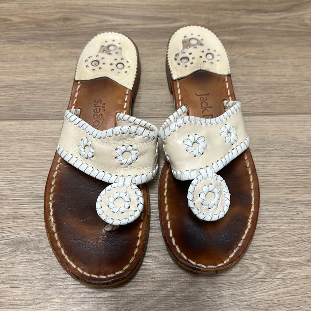 Ecru and white Jack Rogers Navajo sandals, 7 M